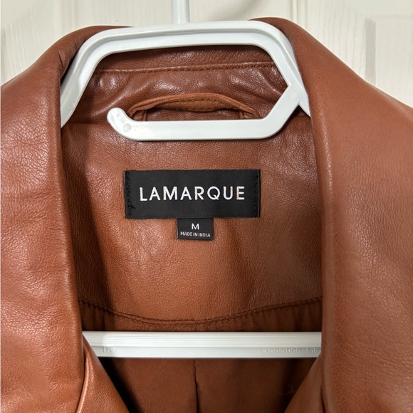 LAMARQUE Women's Tan Leather Biker Jacket - Picture 5 of 5